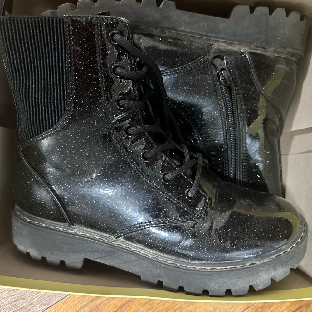 Girls Sparkly Combat Boot